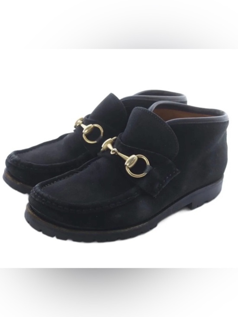 Gucci women Black Suede Horsebit Loafers ankle boots size 5